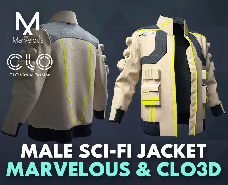 Sci-Fi Male Jacket - 54 Marvelous Designer & Clo3D