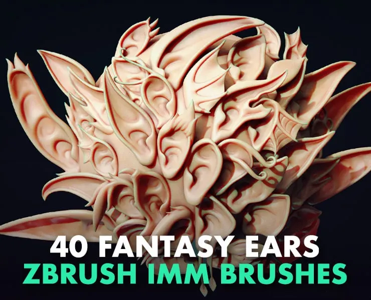 Zbrush - 40 Fantasy Ear IMM Brushes