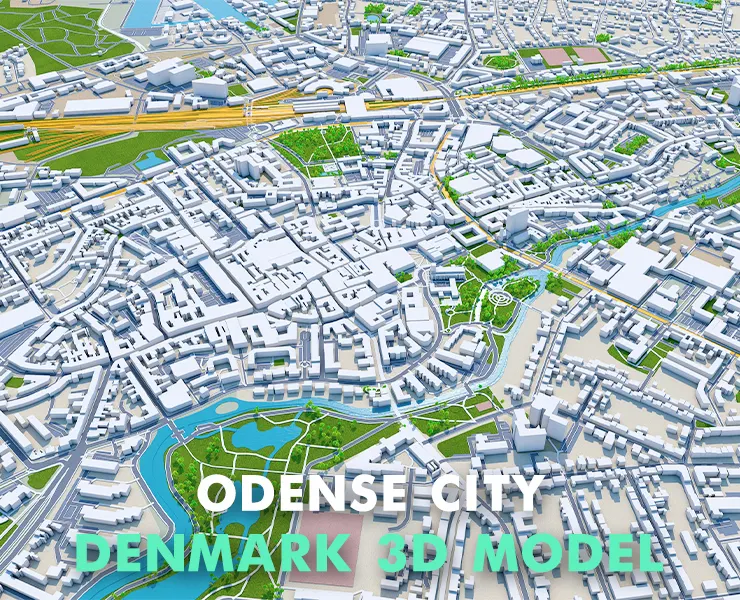 Odense City Denmark 3D Model 60KM