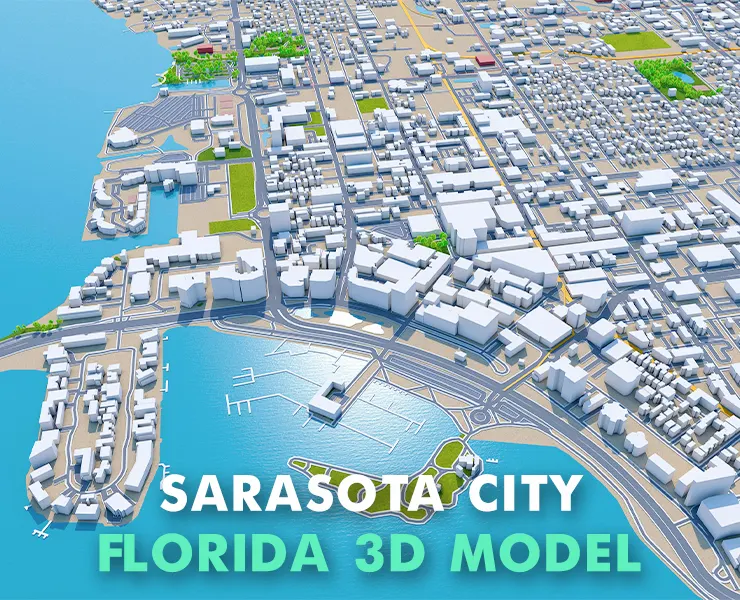 Sarasota City Florida USA 3D Model 30KM