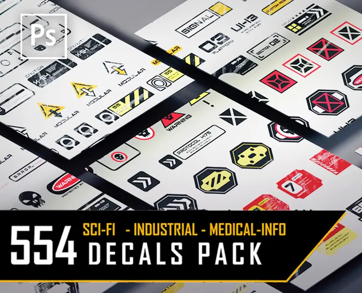 554 Decals Collection [Sci-Fi, Industrial, Medical, Info , Military] -- Complete PACK --