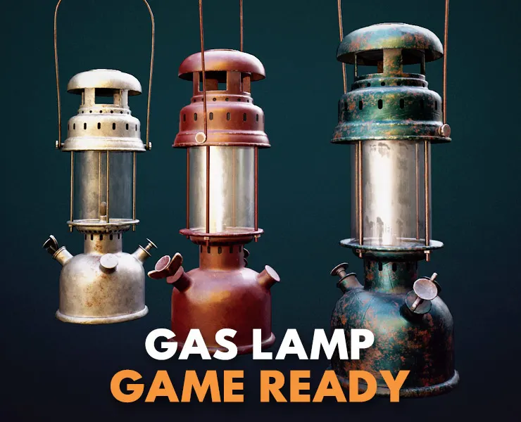 Gas Lamp with 3 Textures and 3 LODs - Game Ready