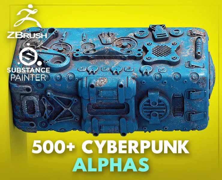 500+ Cyberpunk Alphas [4 in one edition] [AO,NRM,DT,ALPHA - HARD SURFACE MAPS ]