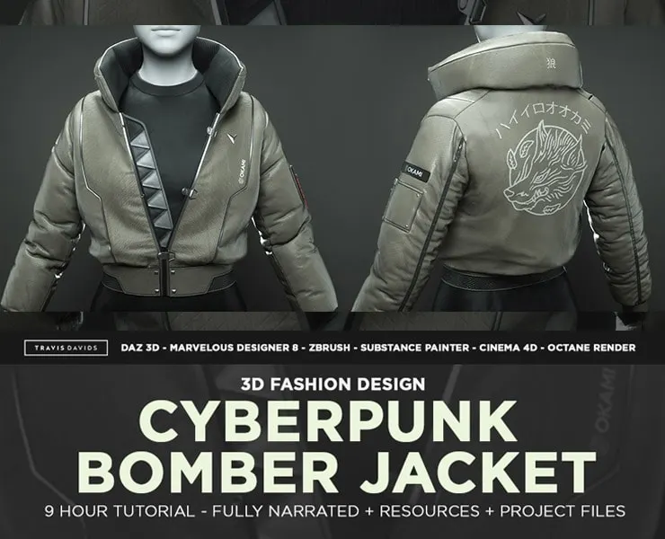 Cyberpunk Bomber Jacket - 3D Fashion Design Course