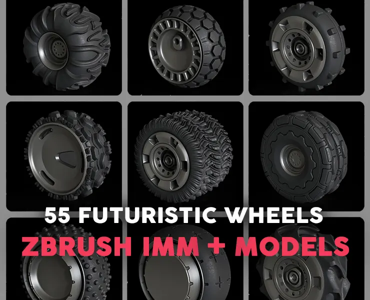 Zbrush Wheels Vol.1 + 3d models