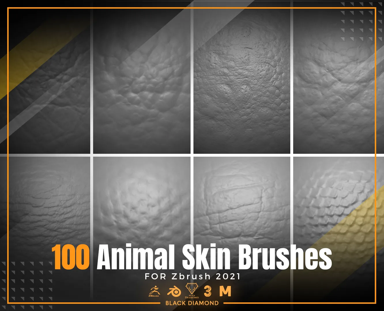 Zbrush - 100 Animal Skin Brushes Library