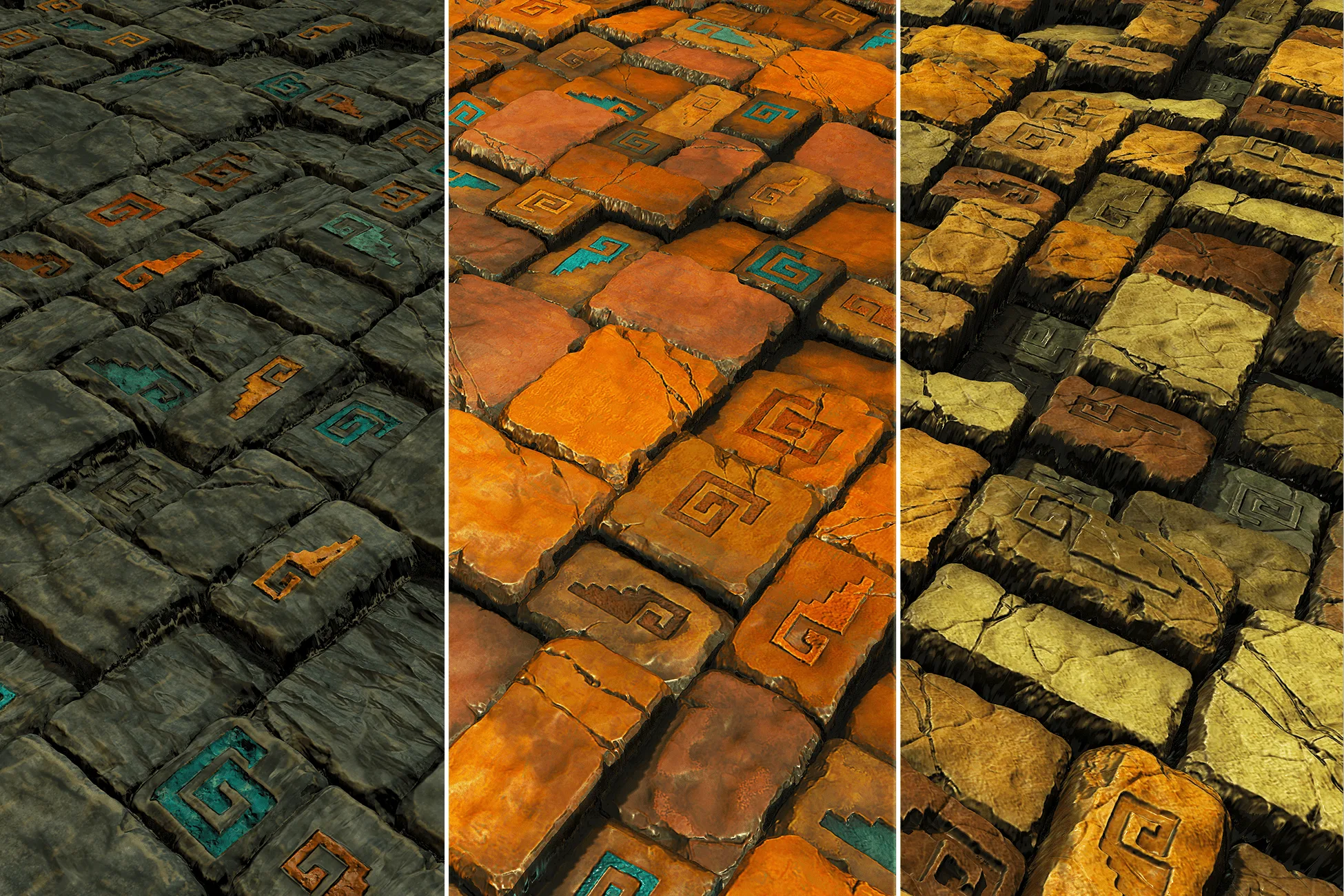 Aztec Stone Tiles Game Textures