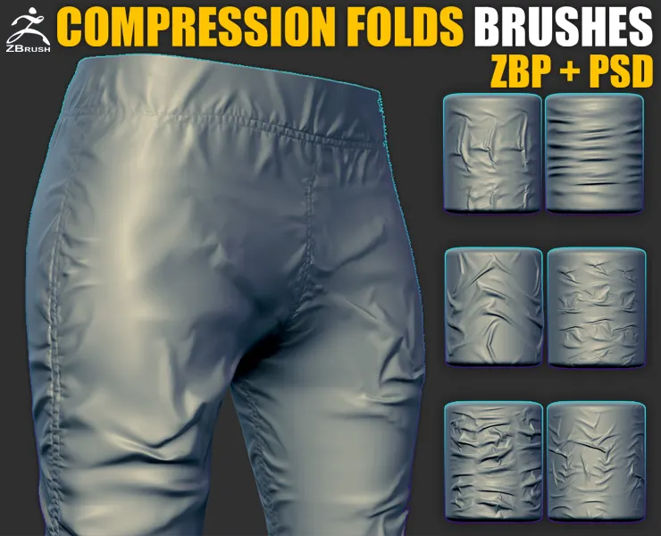 Folds Brushes for ZBrush (ZBP & PSD)
