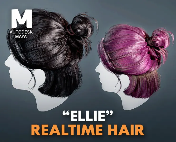 Realtime Hair Asset "Ellie" - 4K Textures + Maya Editable File