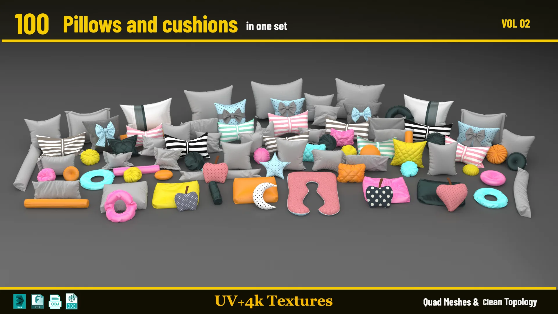 100 Pillows & Cushions - Model Pack