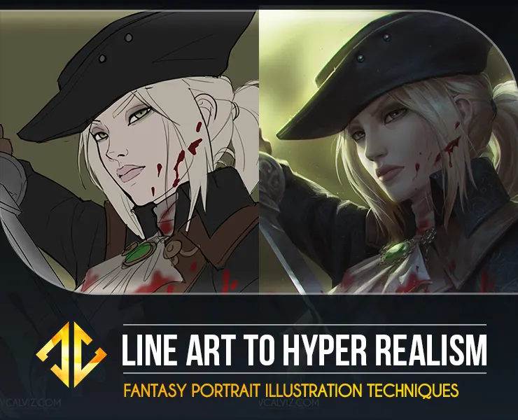 Line Art to Hyper Realism - Fantasy Portrait Illustration