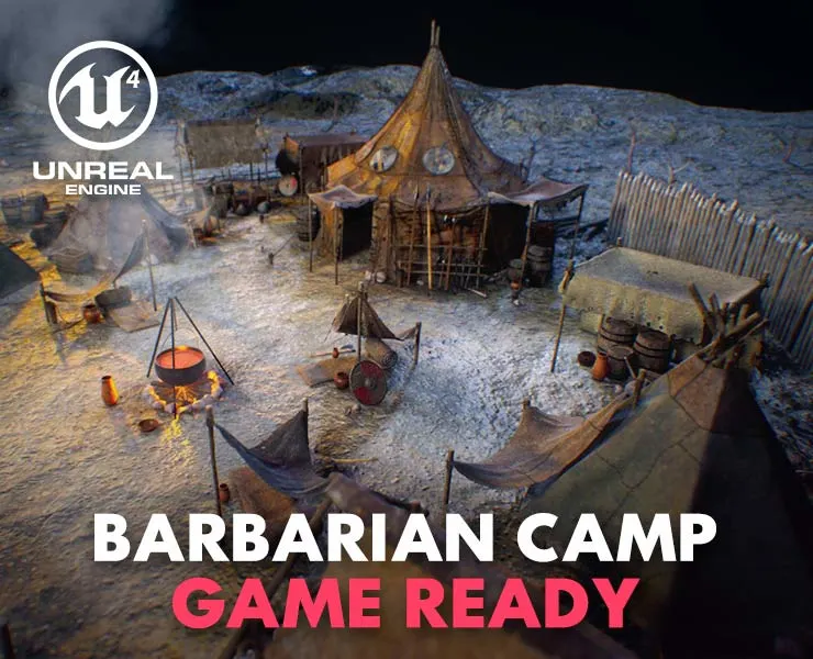 Top-Down Barbarian Camp (LowPoly)