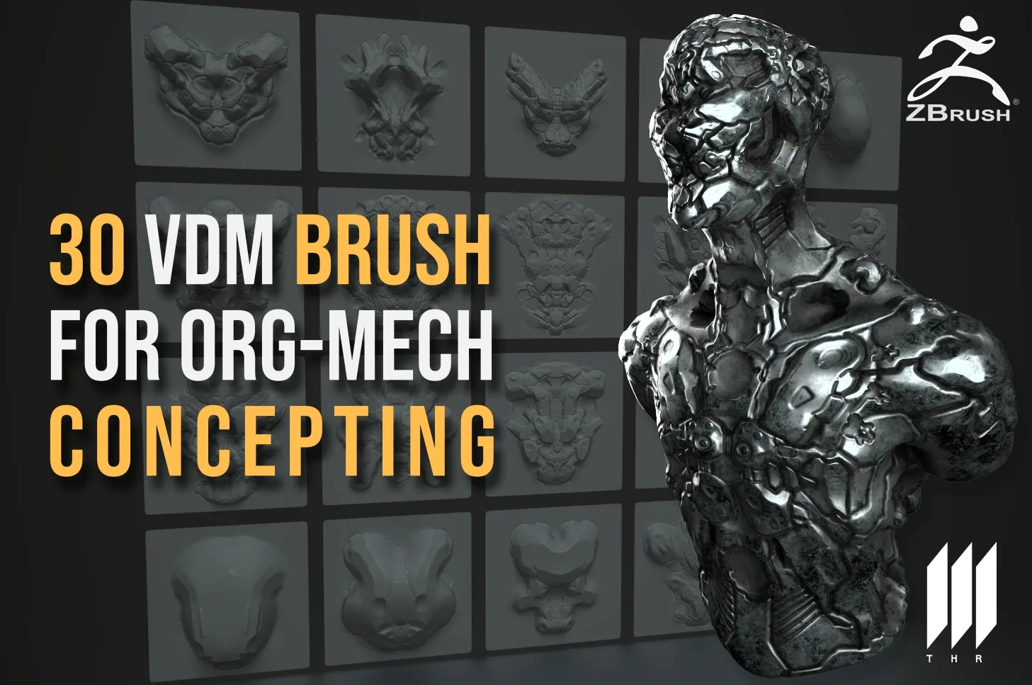 20 VDM Brush For Organic - Mech Concepting In Zbrush