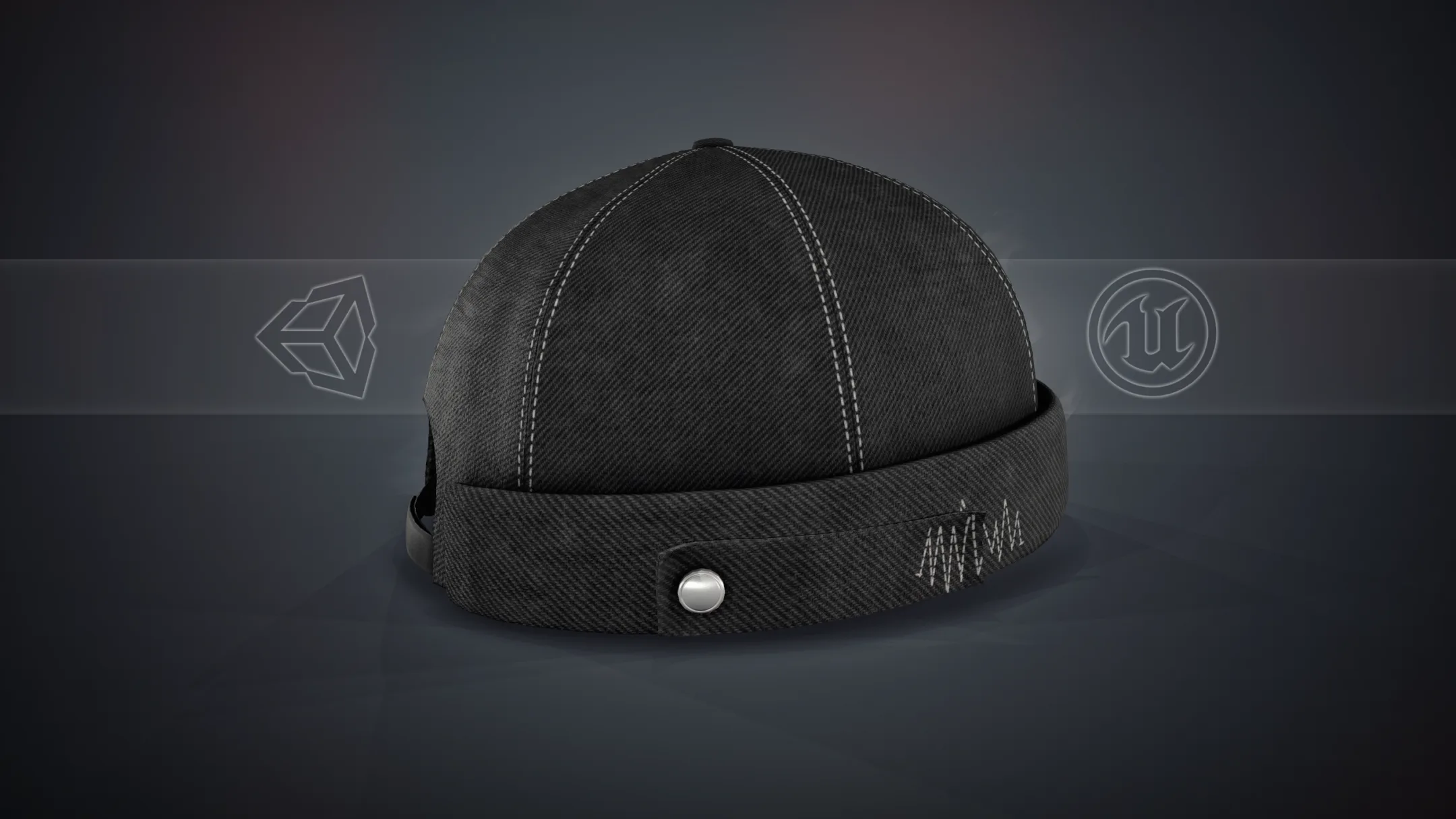 Full Black Jeans Brimless Cap