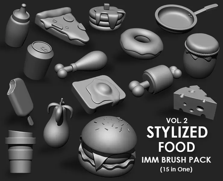 Stylized Food IMM Brushes 15 in one Vol 2