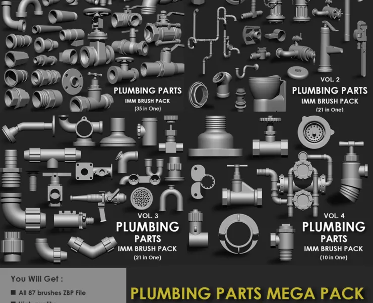 PLUMBING PARTS MEGA PACK (4 IN ONE - 87 BRUSHES)