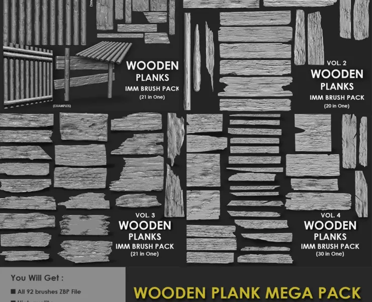 WOODEN PLANK MEGA PACK (4 IN ONE - 92 BRUSHES)