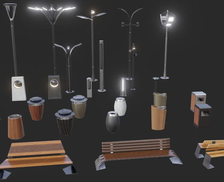 Modern Street Objects 3D Asset Pack