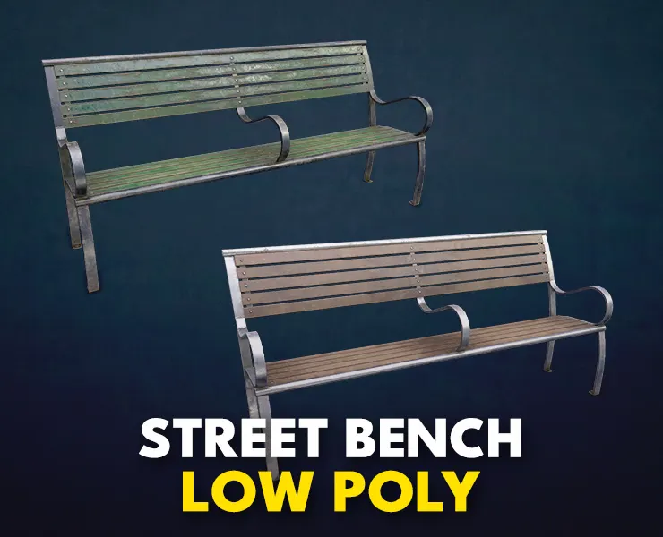 Street Bench - Low Poly