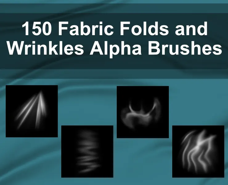 150 Alpha Brushes - Fabric Folds & Wrinkles