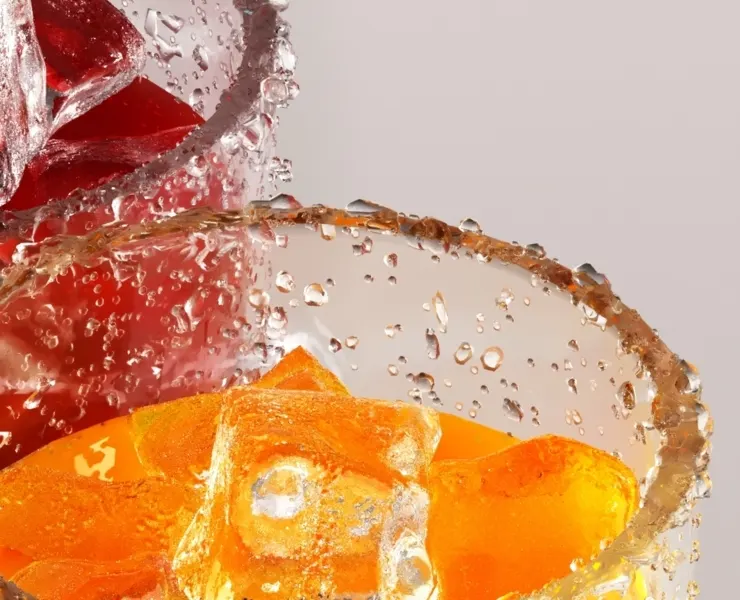 3D model of icy juice(orange &amp;strawberry &amp;lime) designed in 3dsmax and render with Corona