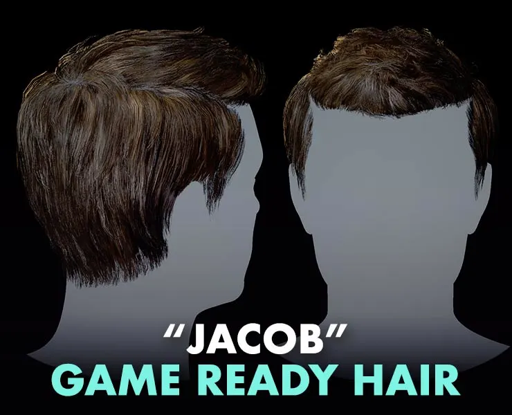 Low Poly Hair Asset "Jacob" - FBX/OBJ + Maya, Blender source file, 4K Textures