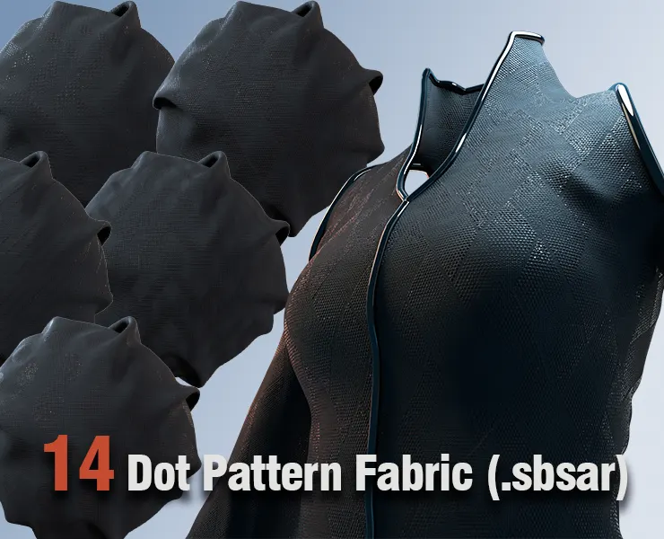 14 Dot Pattern Fabric (.sbsar+textures)