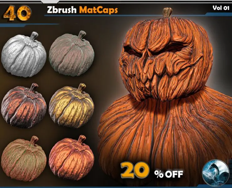 40 Zbrush MatCaps Vol 01