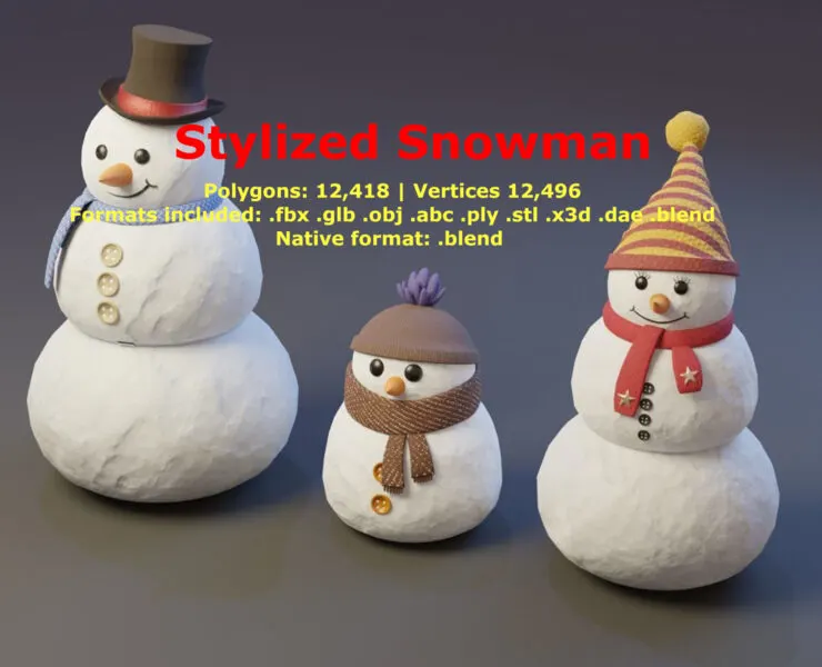 Stylized Snowman 3D Model