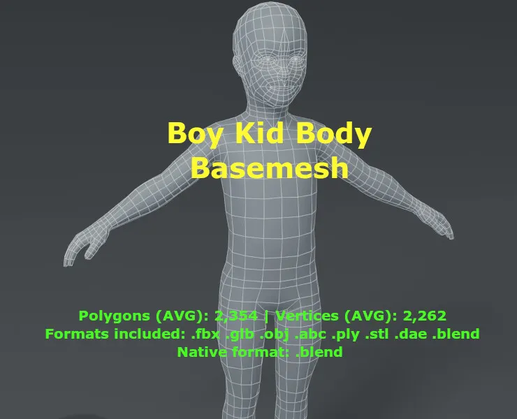 Boy Kid Child Body Base Mesh 3D Model