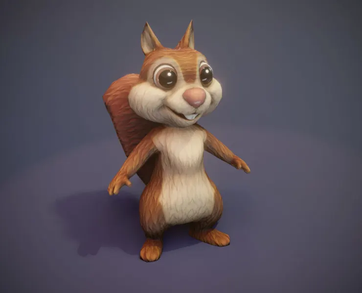 Cartoon Squirrel Animated 3D Model