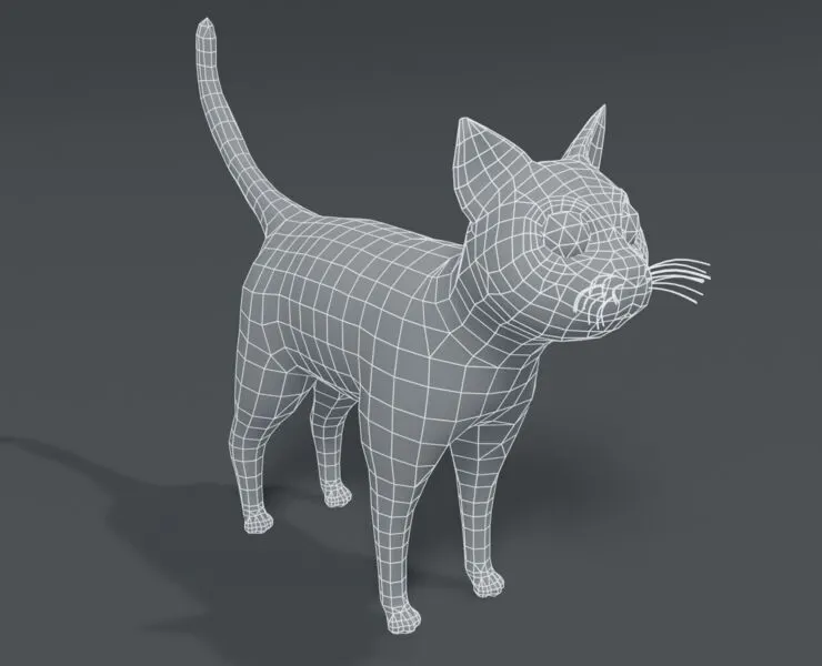 Cartoon Cat Base Mesh 3D Model