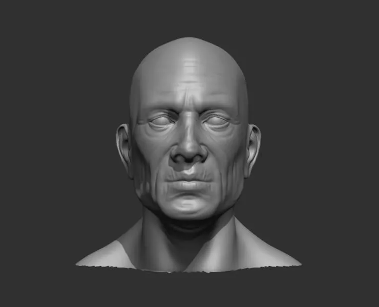 Old Male Head Realistic Base Mesh 3D Model