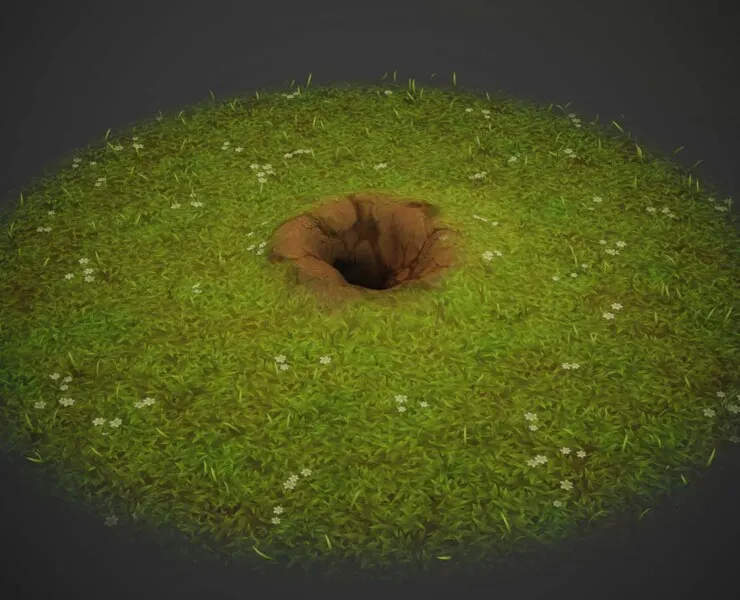 Cartoon Rabbit Hole in The Ground 3D Model