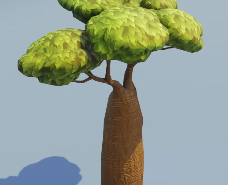 Cartoon Baobab Tree 3D Model