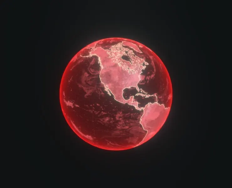 Red Hologram Planet Earth Hologram Sci-Fi 3D Model