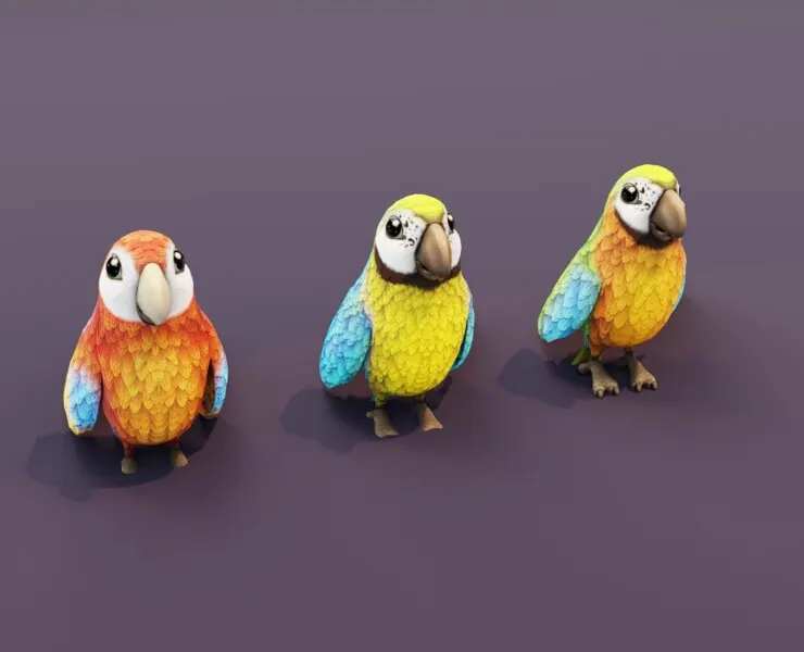 Cartoon Ara Parrot 3D Models