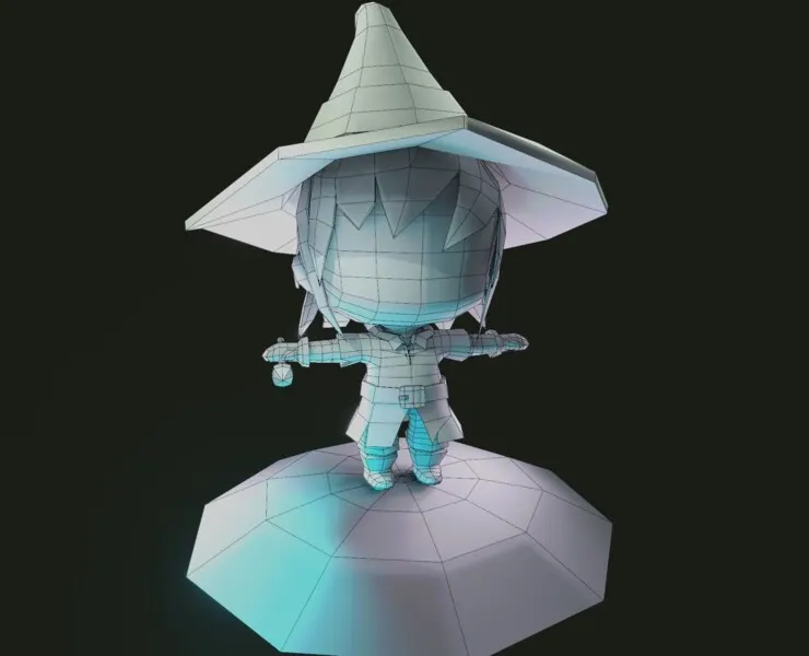 Mage Chibi Rigged Base Mesh 3D Model