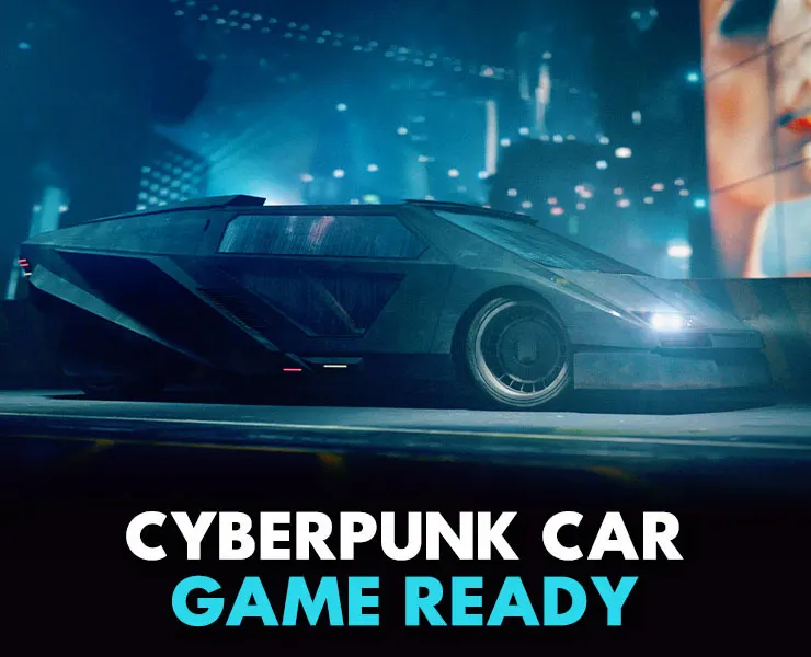 Retro Futuristic Cyberpunk Car