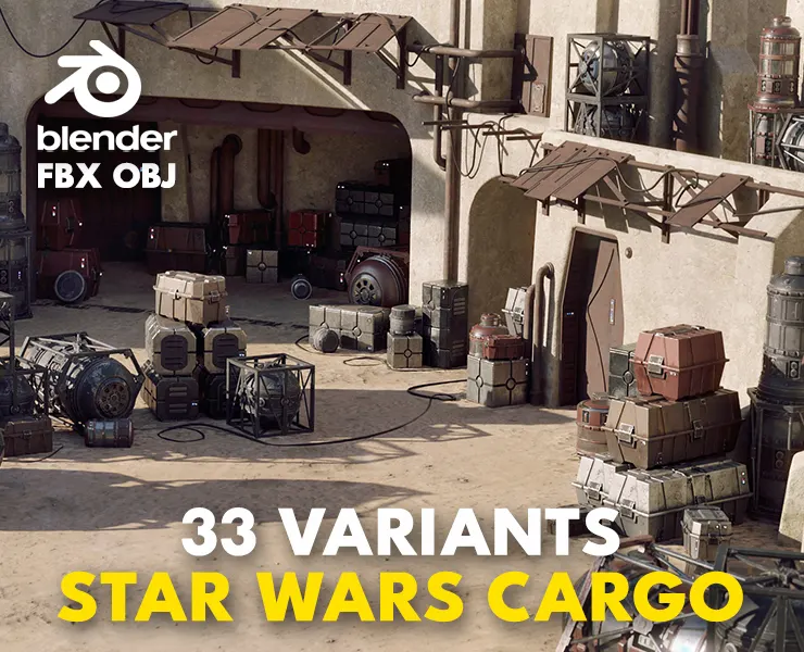 Star Wars Cargo Crates And Barrels 33 Variants - 3D PBR AssetKit
