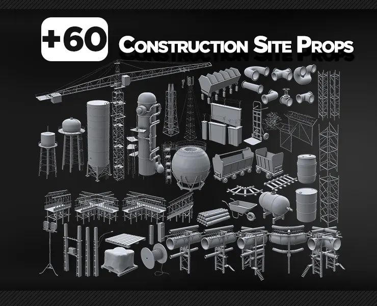 +60 Construction Site Props - KITBASH - VOL 04