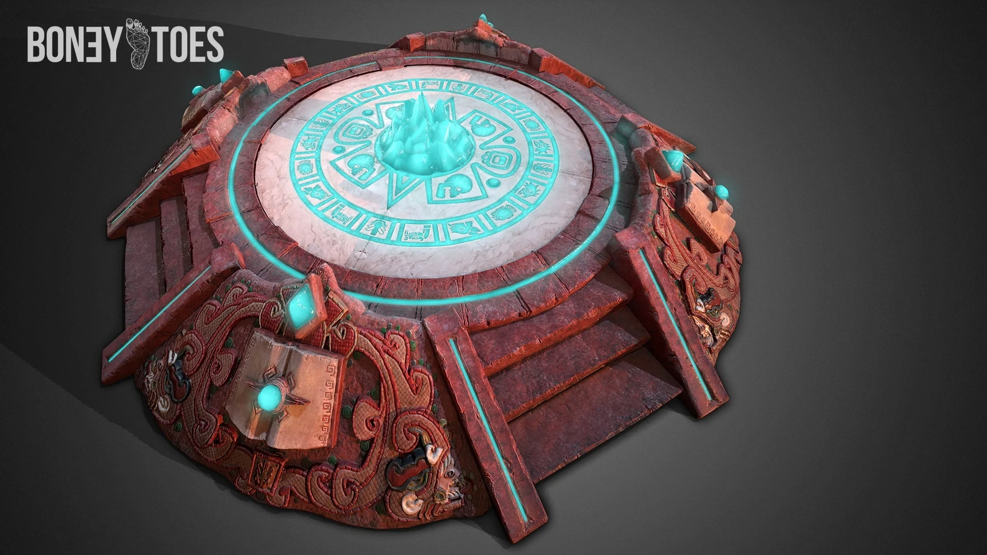 3D Aztec Pyramid Altar Game Ready FlippedNormals