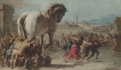 Giovanni Domenico Tiepolo The Procession of the Trojan Horse in Troy WGA22382 2