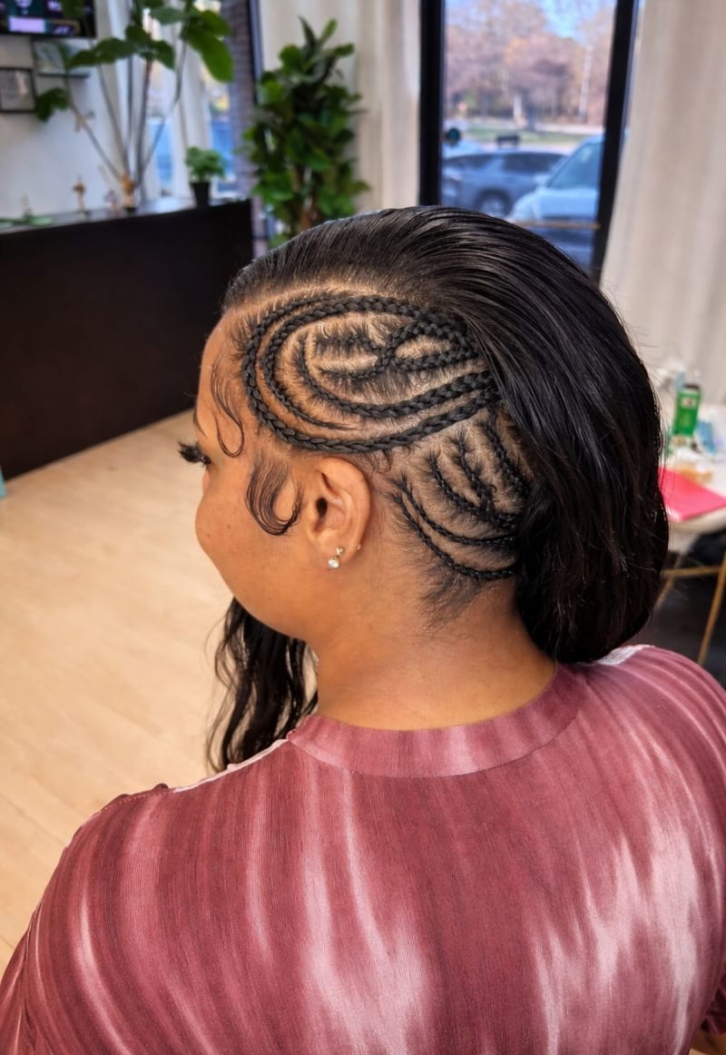Half Cornrow Style