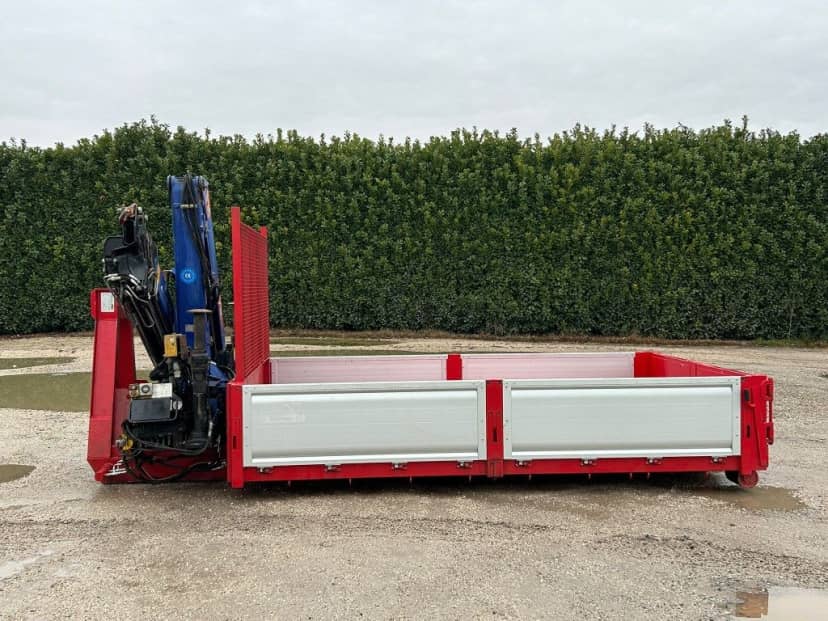 CONTAINER SCARRABILE NUOVO A PIANALE CON SPONDE IN TR5 CON GRU PM — foto 3 di 9