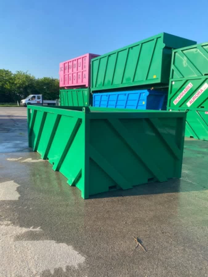 CONTENITORE ERMETICO A CIELO APERTO CON FODERI PER MULETTO · 4,1 m · 10 m³ · Rif. 25-N-03