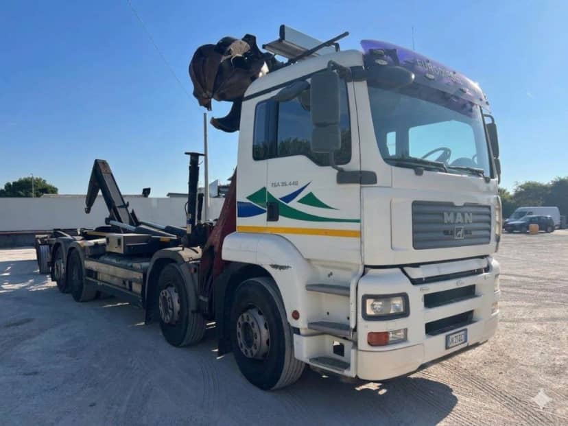 MAN TGA 35.440 USATO SCARRABILE CON GRU RETROCABINA E POLIPO 6 PALE — foto 4 di 13