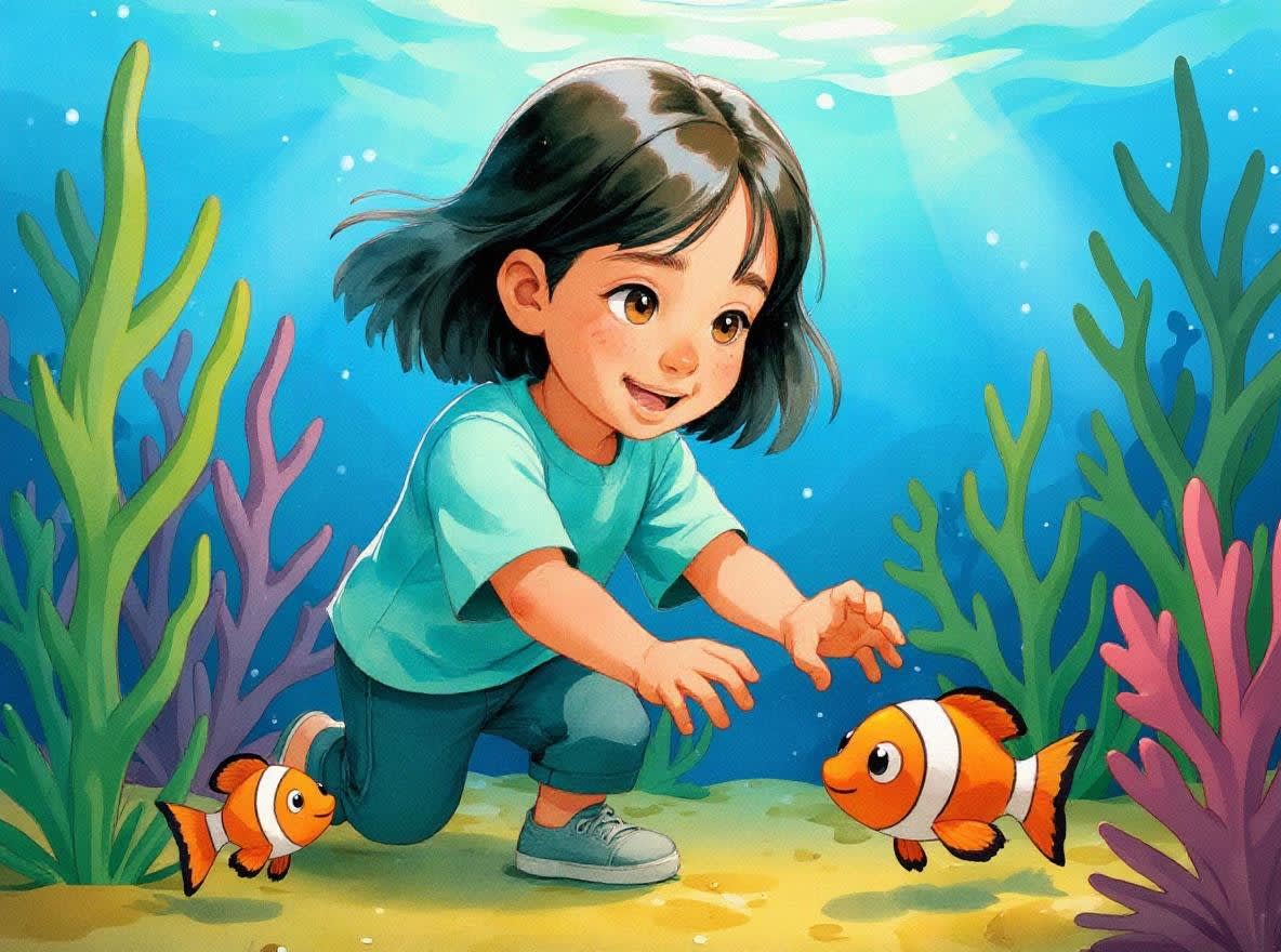 Shreya's Underwater Adventure — illustration for page 2