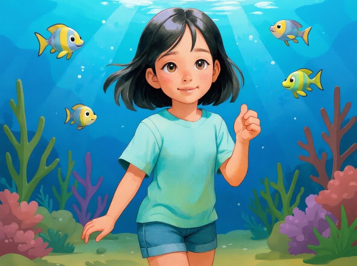 Shreya's Underwater Adventure — illustration for page 4
