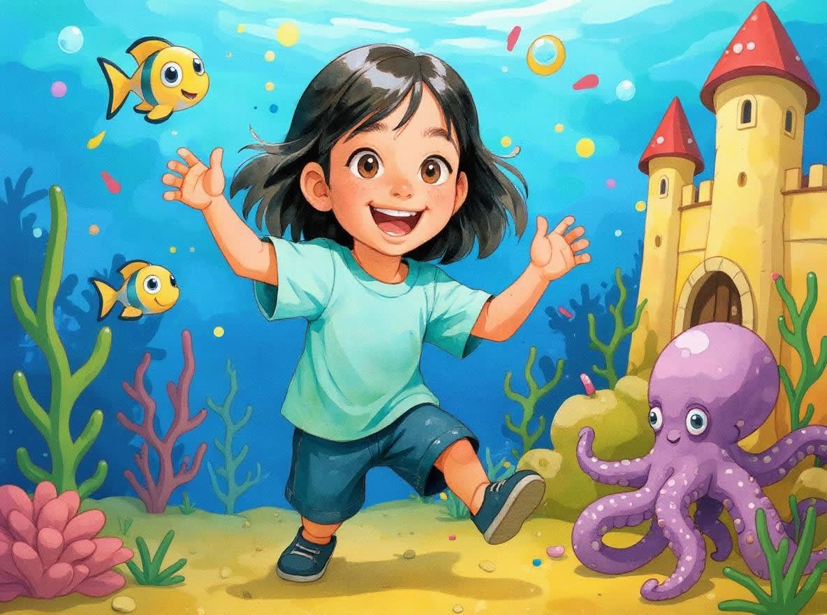 Shreya's Underwater Adventure — illustration for page 6